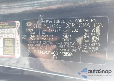 2020 Kia Sportage Lx z USA, uszkodzony, nr VIN KNDPMCAC0L7728569